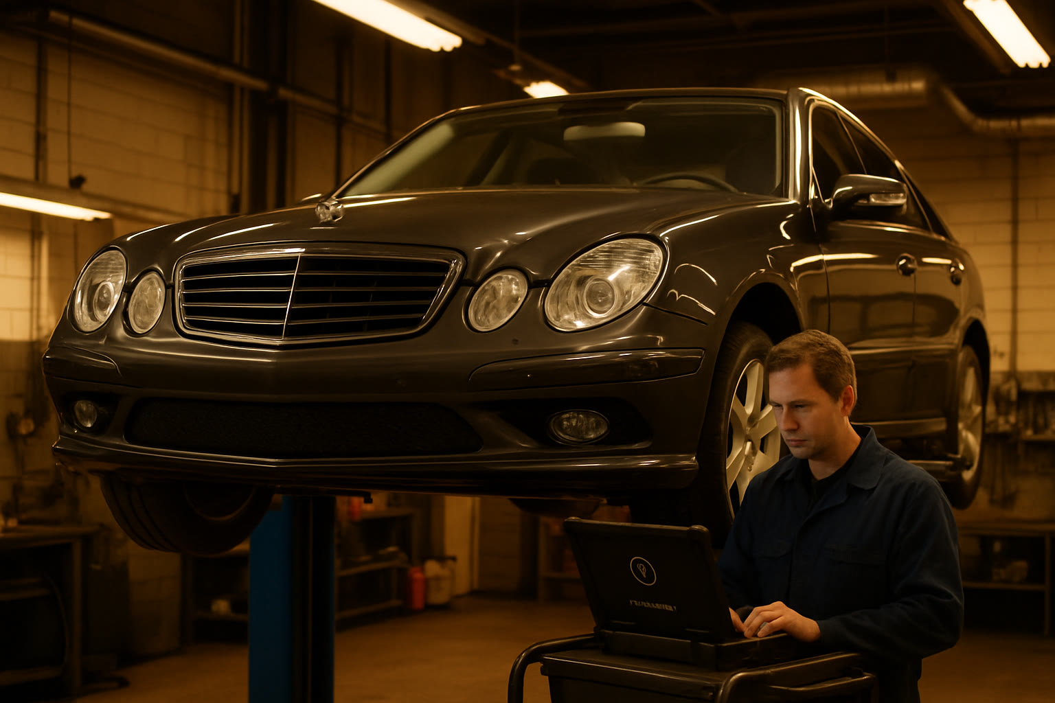 Mercedes E W211 в автосервисе